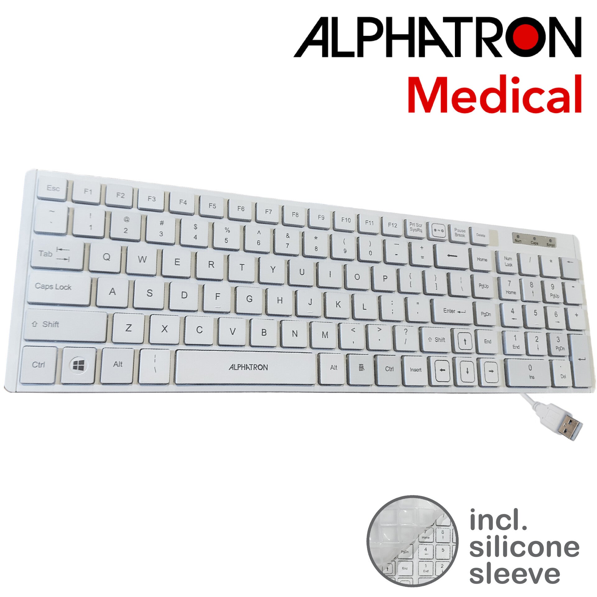 Alphatron Medisch Toetsenbord met Siliconenmat QWERTY