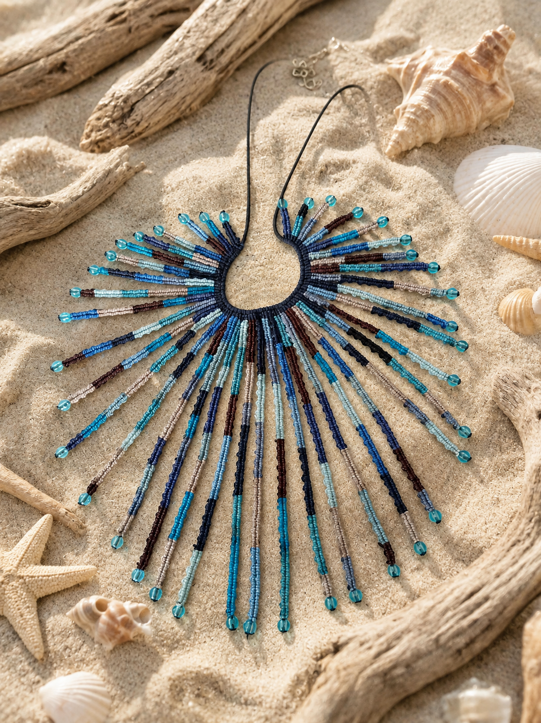 collier arc en ciel nuances bleu