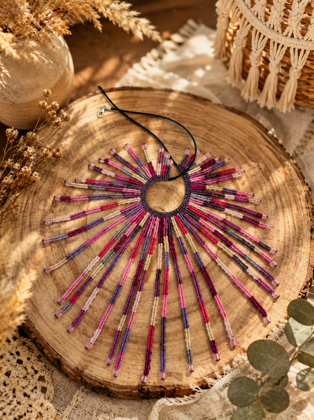 collier arc en ciel nuances rose
