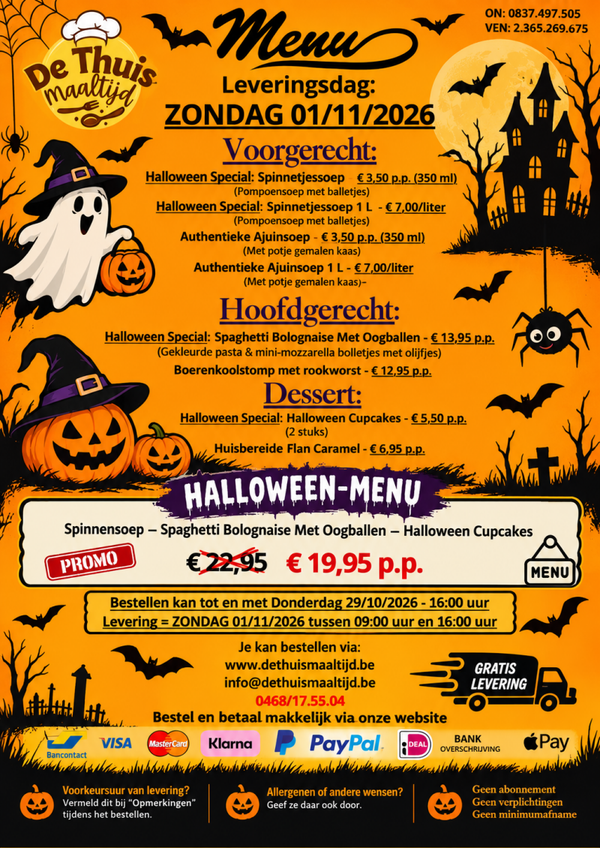 HALLOWEEN-MENU - Prijs Per Persoon (Levering 01/11/2026)