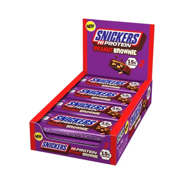 Snickers Hi Protein, Peanut Brownie, low sugar - 12 repen