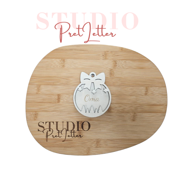 Houten kerstbal Kerstboom met strik