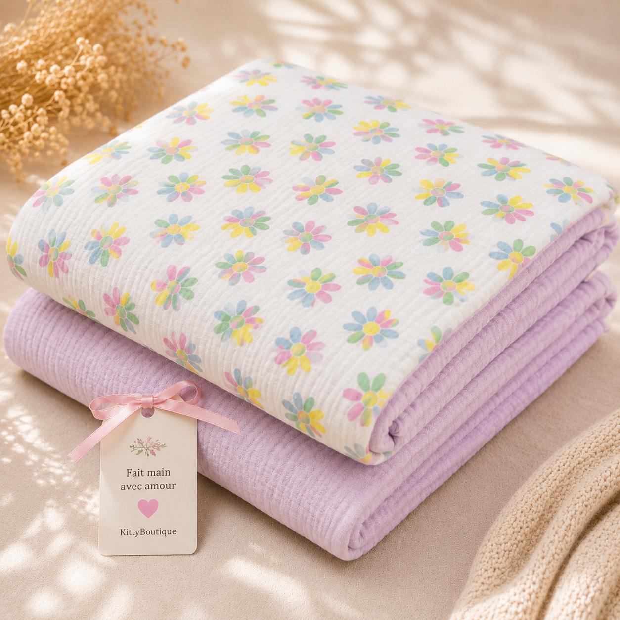 🌼 Précommande couverture bébé artisanale - Acompte 25 €
