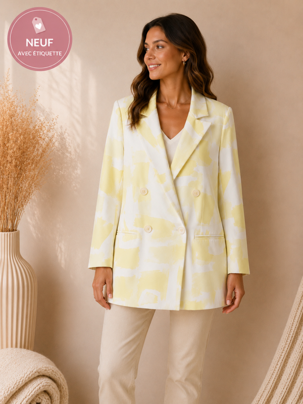 Blazer Glamorous Jaune Pastel & Blanc Taille-M
