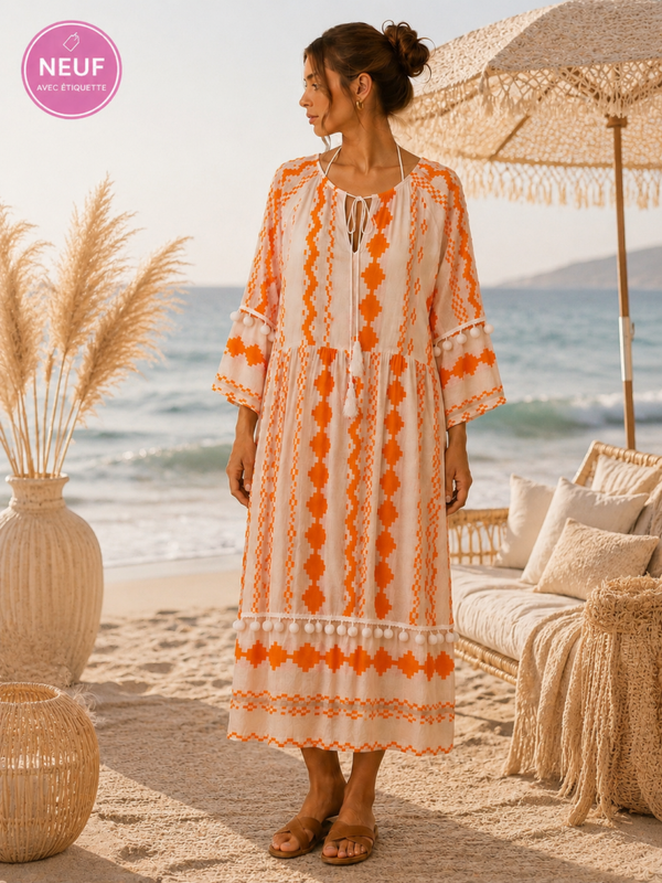 Paréo Robe Moevo Beige & Orange – Taille Unique