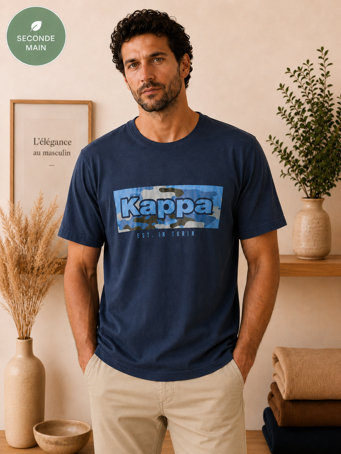 T-shirt Kappa bleu marine Taille - L
