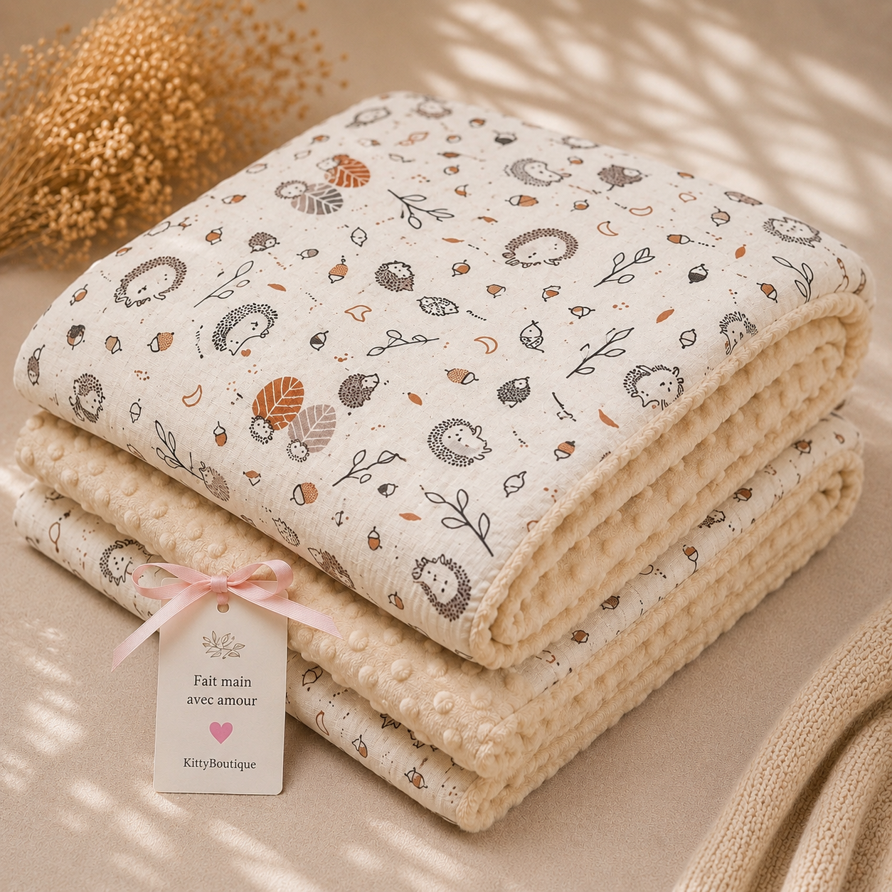 🦔 Précommande couverture bébé artisanale - Acompte 25 €