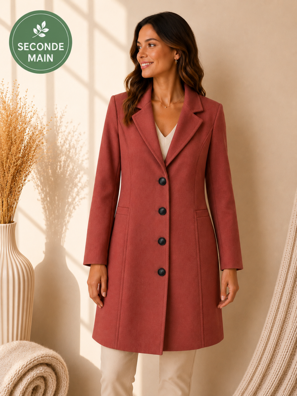 Manteau mi-long terracotta Taille-XL