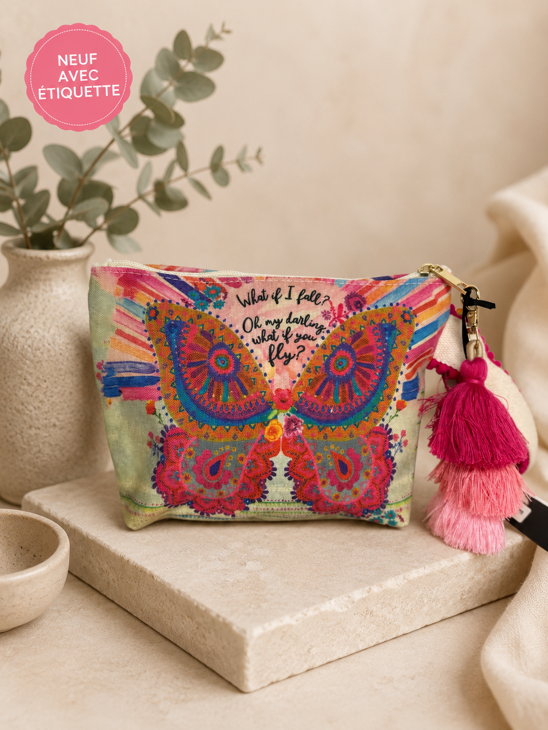 Trousse / Pochette G&K imprimé papillon multicolore