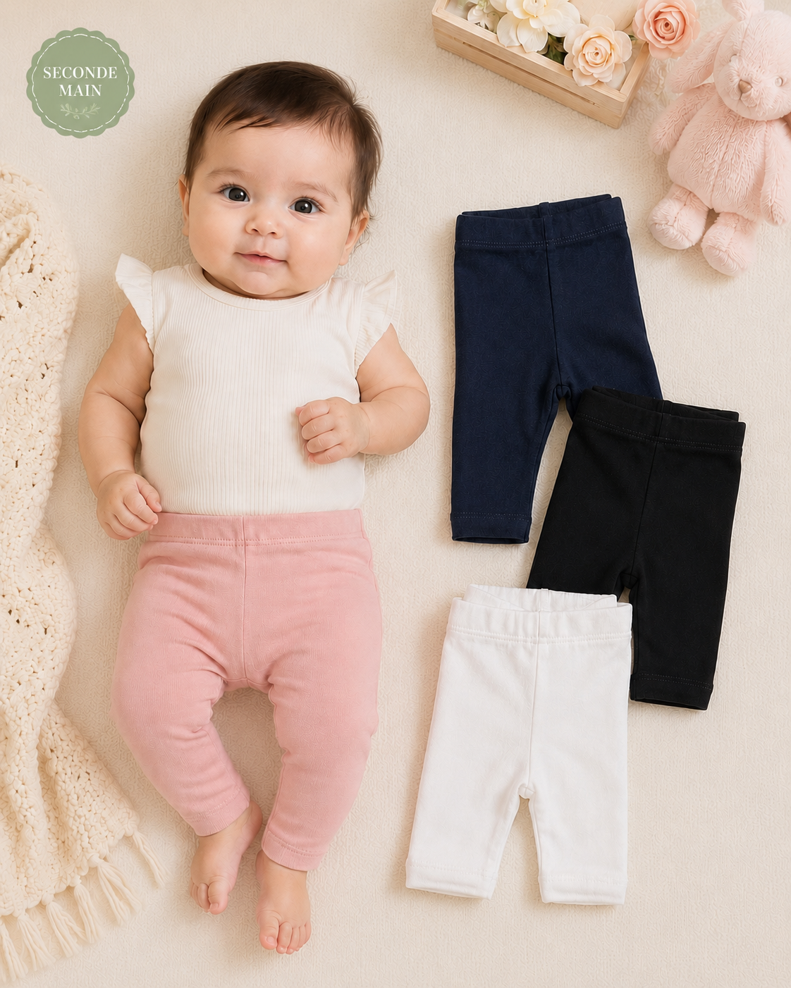 Lot de 4 leggings bébé Next 3–6 mois