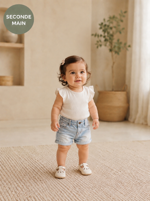 Short en jean délavé bleu clair bébé Taille – 12 mois