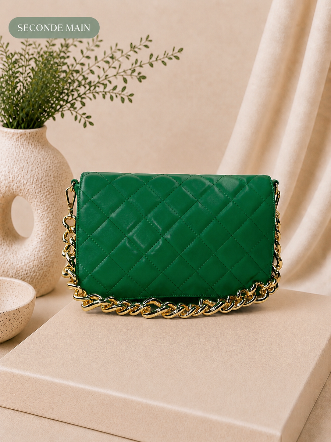 Sac à main matelassé vert - Élégance & tendance