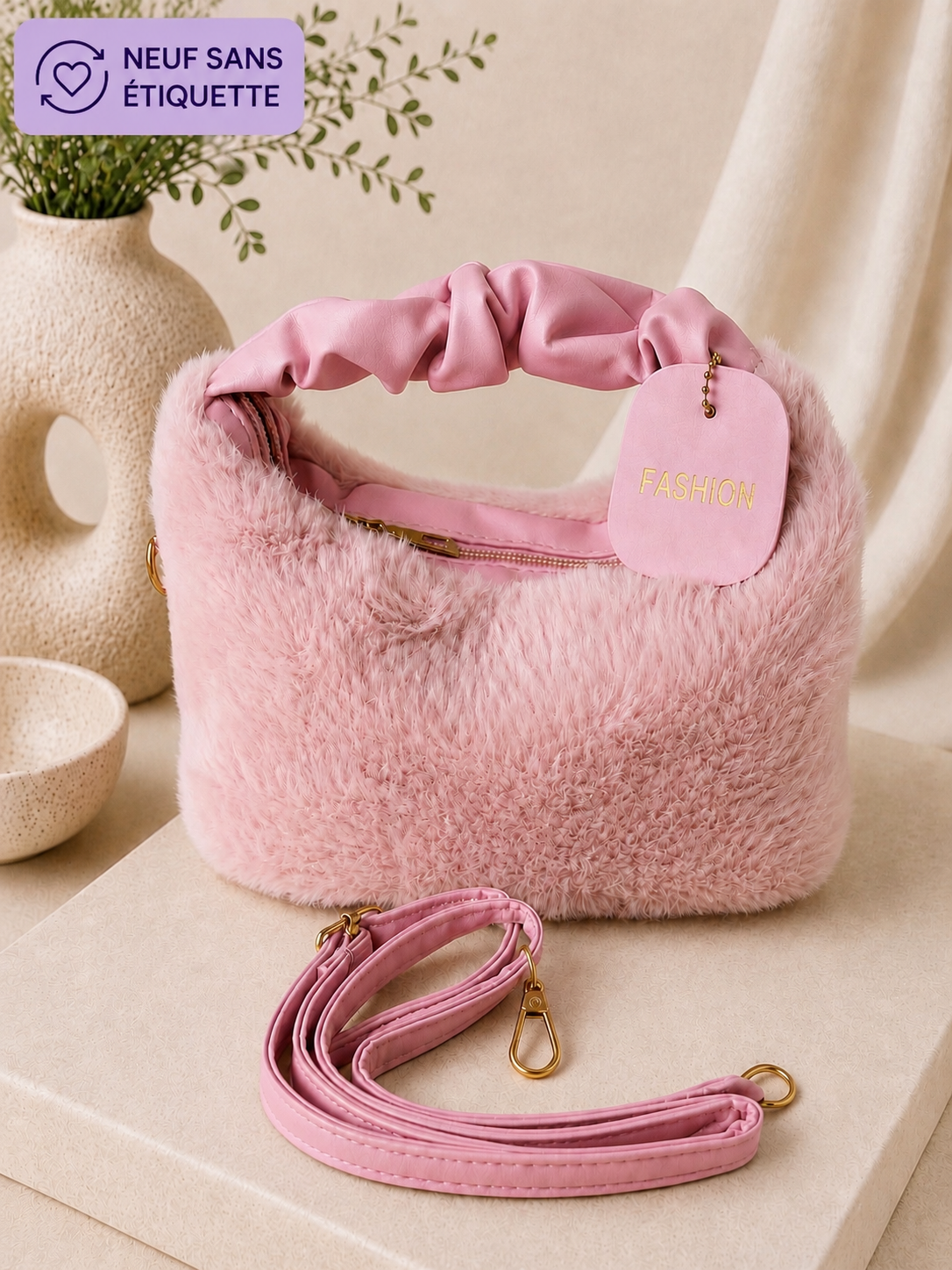 Mini sac à main effet fourrure fashion