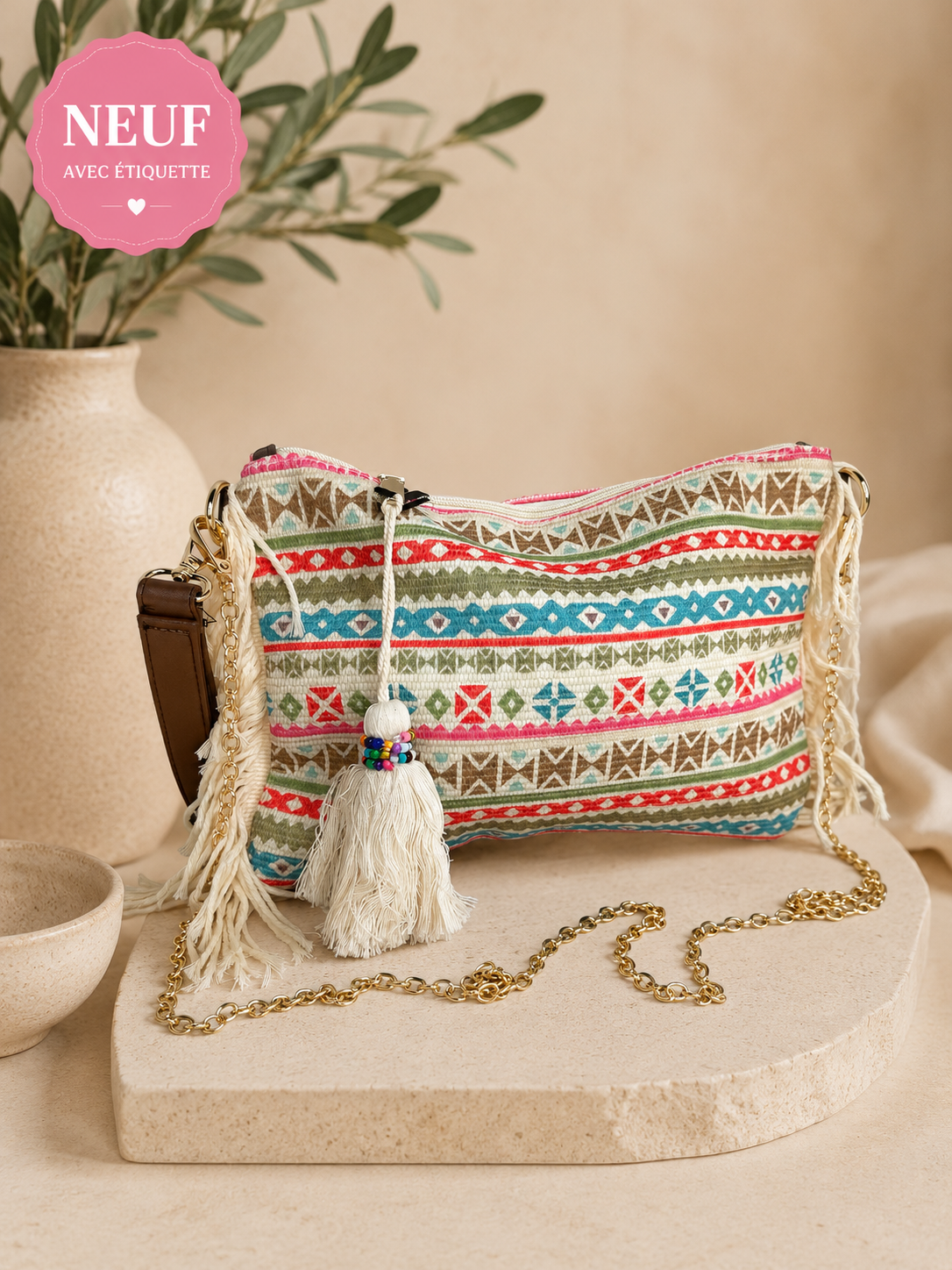 Sac bandoulière bohème G&K multicolore