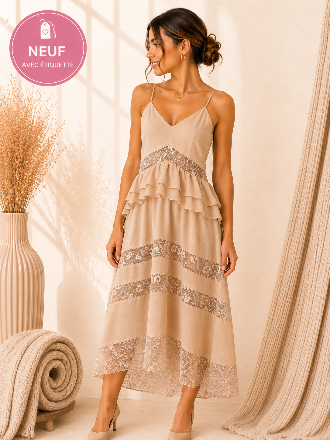 Robe Glamorous Beige-rosé Nude Taille-XS