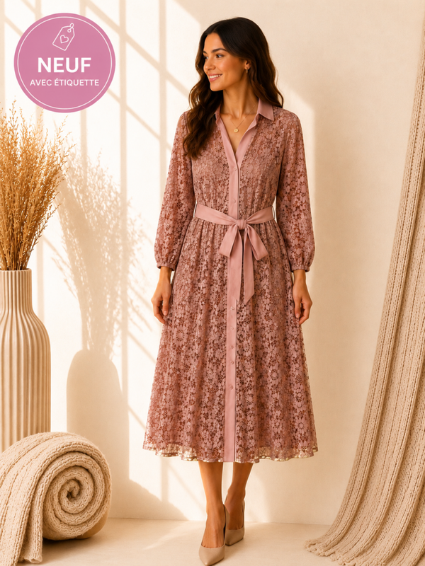 Robe en dentelle rose Cherry Blue Taille S/M