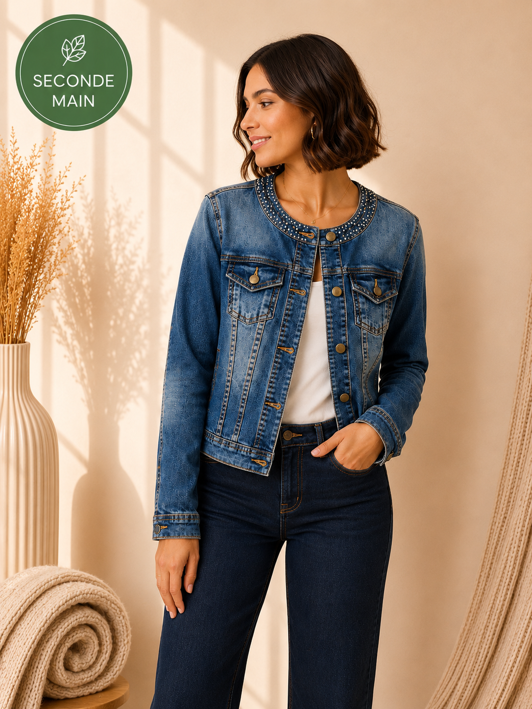 Veste en jean Miss Bonbon bleue Taille-M