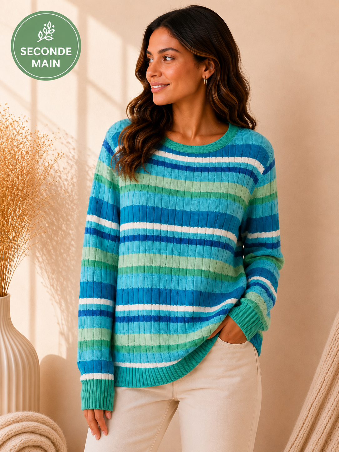 Pull torsadé multicolore Ralph Lauren Taille-M
