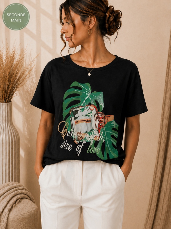 T-shirt Femme Li.fe Style Noir Motif Taille - S/M