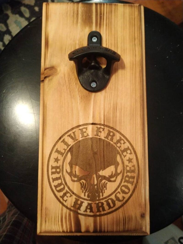 Live Free/Ride Hardcore Bottle Opener