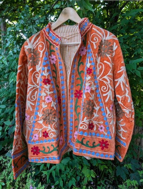 Mandarijntjes Oranje Suzani Fluwelen jasje maat L