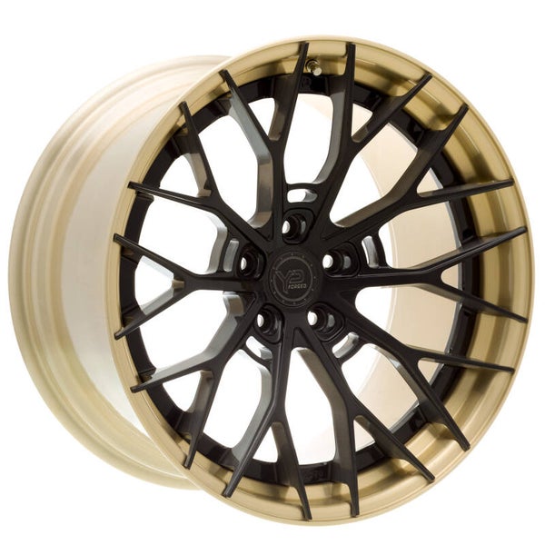 Yido Performance | YP 8.2 | FORGED CUSTOM | Dark Black Brushed/ Brushed Gold Lip