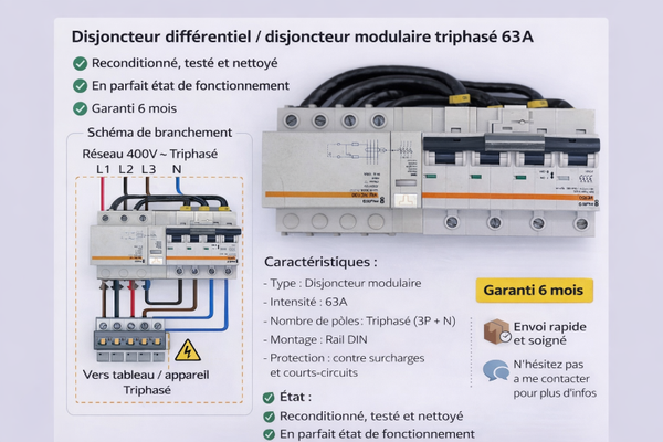 Disjoncteur différentiel module triphasé, 63 A