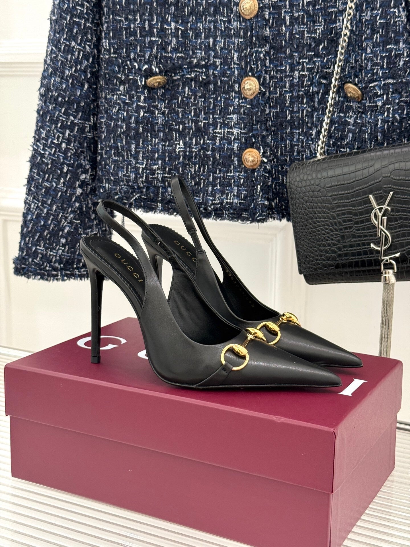 Gucci women's Horsebit Pointed-Toe High-Heeled Sandals