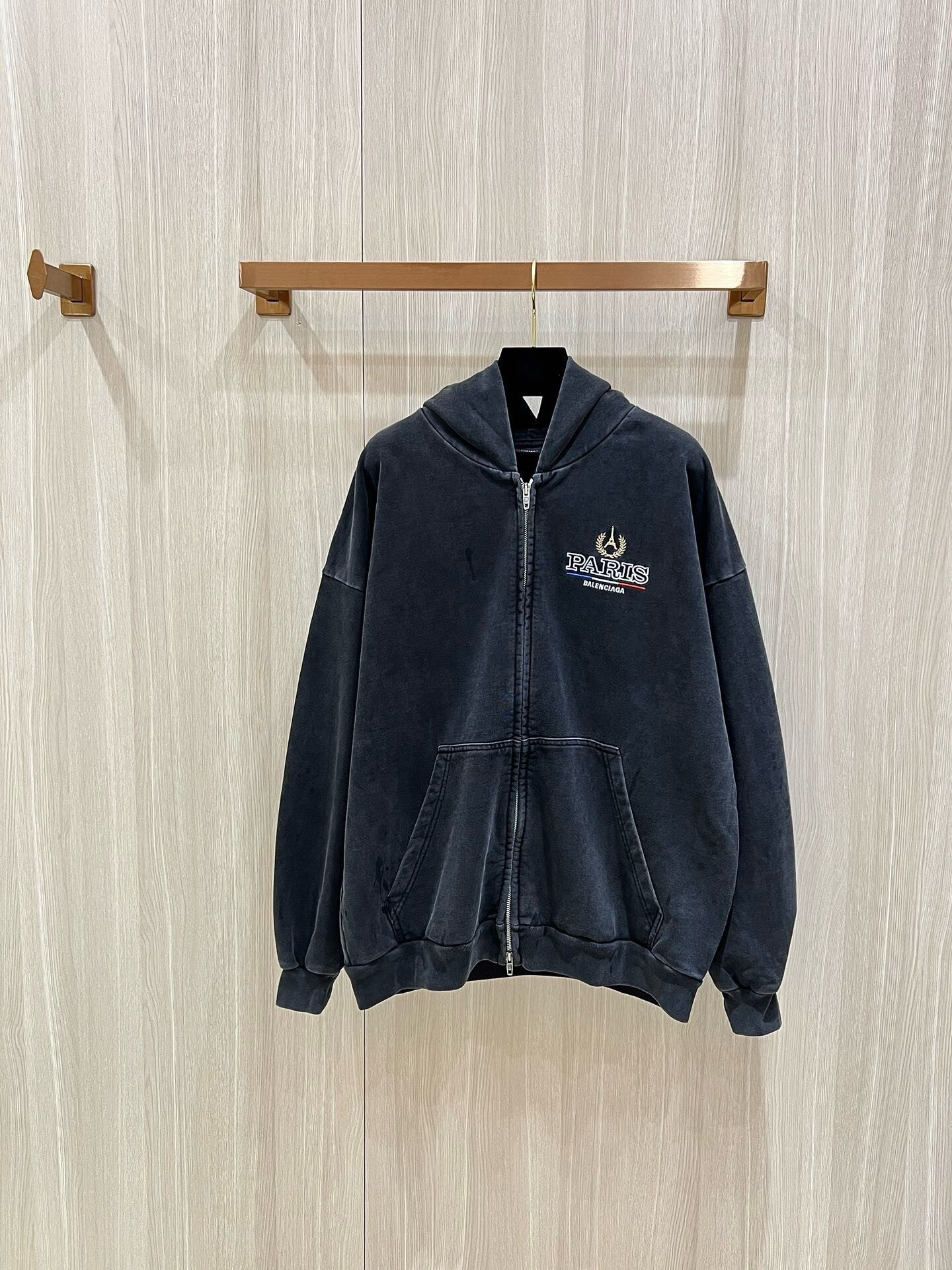 Balenciaga Paris Zipper Jacket with Hoodie