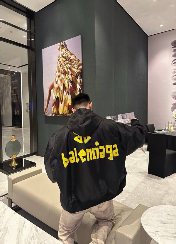 Balenciaga Bomber Jacket with Yellow Logo on the back