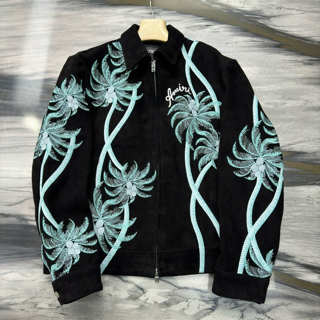 AMIRI Suede Jacket with Embroidery
