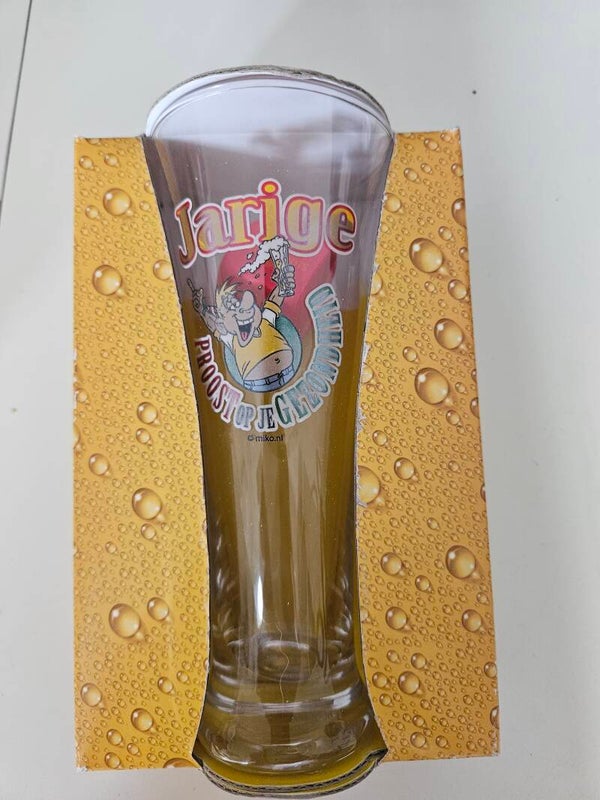 Jarige Proost op je gezondheid glas met dobbelsteen