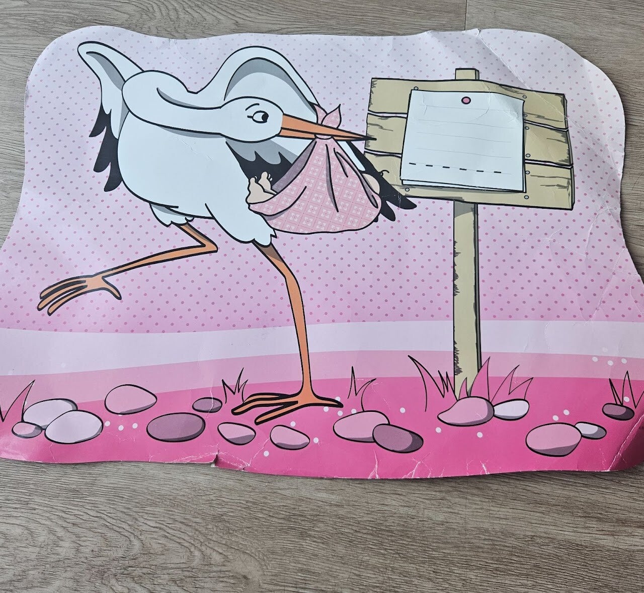 Wanddecoratie meisje ooievaar