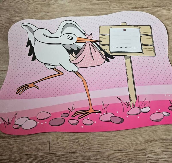 Huldeschild ooievaar roze