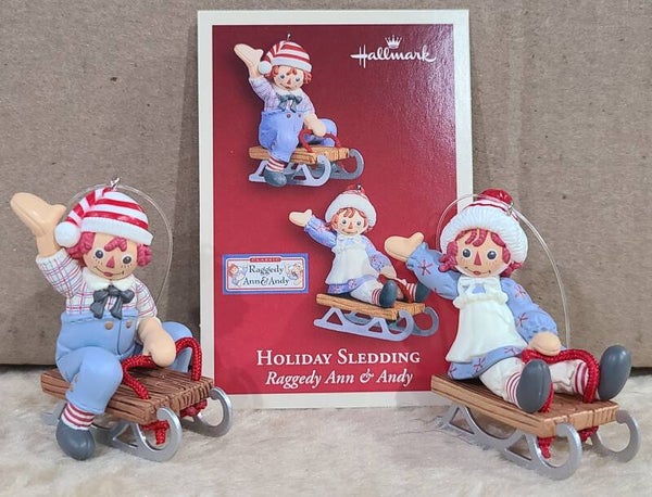 2005 - Holiday Sledding (Raggedy Ann & Andy) - 2 Ornaments
