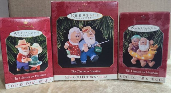The Clauses on Vacation set of 3 - Hallmark Ornaments (Complete Set)