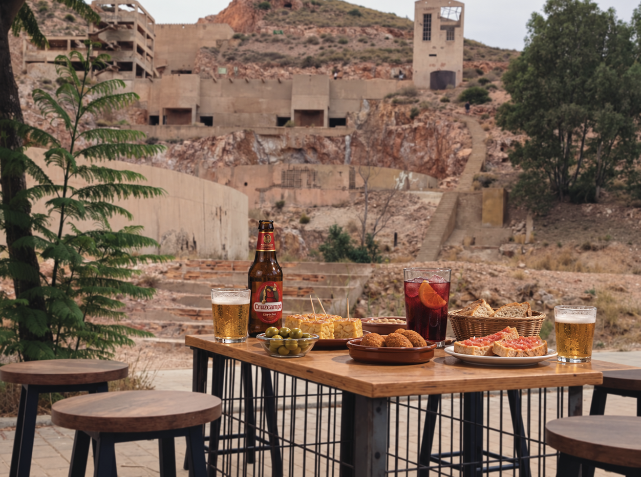 Una tapa y algo fresco con vistas a las antiguas minas de Rodalquilar