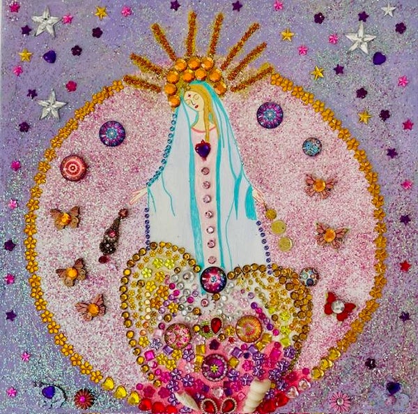 Madonna con Cuore - Dipinto energetico 40 x 40