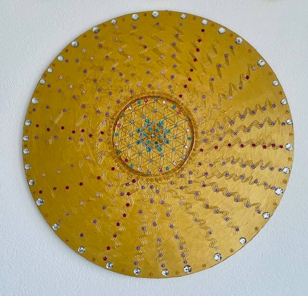 Sole e Fiore della vita - Dipinto energetico 90 x 90