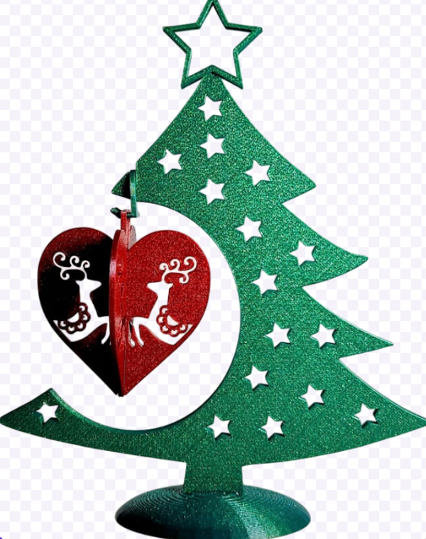 PLA Kerstboom met Rendier Hart aan een Haak – 20 cm