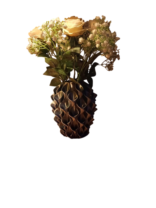 🌿 3D Geprinte Lelie Vaas – Uniek Bladdesign rondom