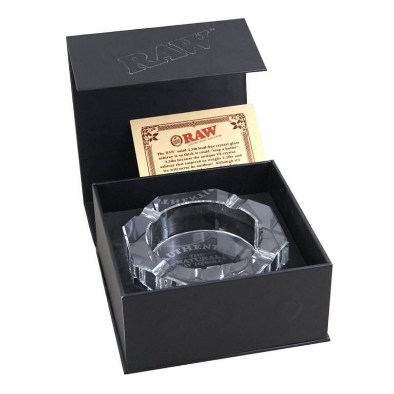RAW Lead Free Crystal Glass Ashtray + Giftbox