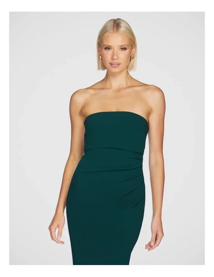 💚 Chic Strapless Green Midi Dress 💚