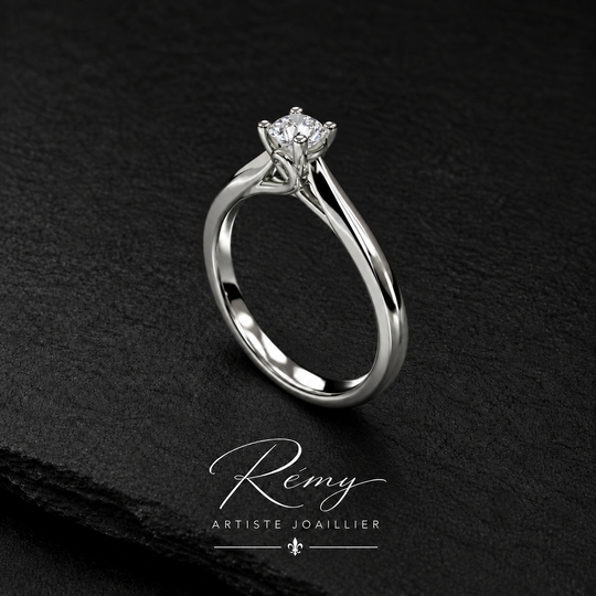Solitaire sur mesure en platine 950 – Diamant naturel GIA