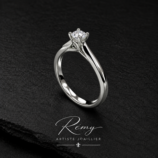 Solitaire sur mesure en platine 950 – Diamant naturel GIA