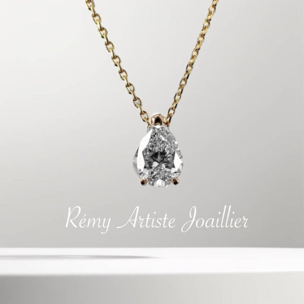 Pendentif diamant poire 2,03 ct – Or 750 – Rapport qualité/prix exceptionnel