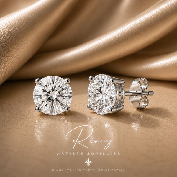 Boucles d'oreilles diamants de synthèse 1,00 carat