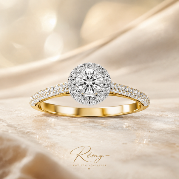 Bague de fiançailles – Diamant de centre de synthèse 0,26 ct G VS1 – Or 18 carats