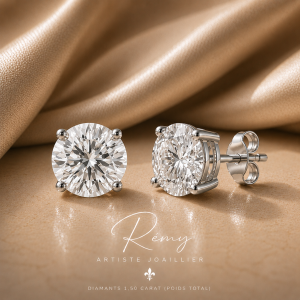 Boucles d'oreilles diamants de synthèse 1,50 carat