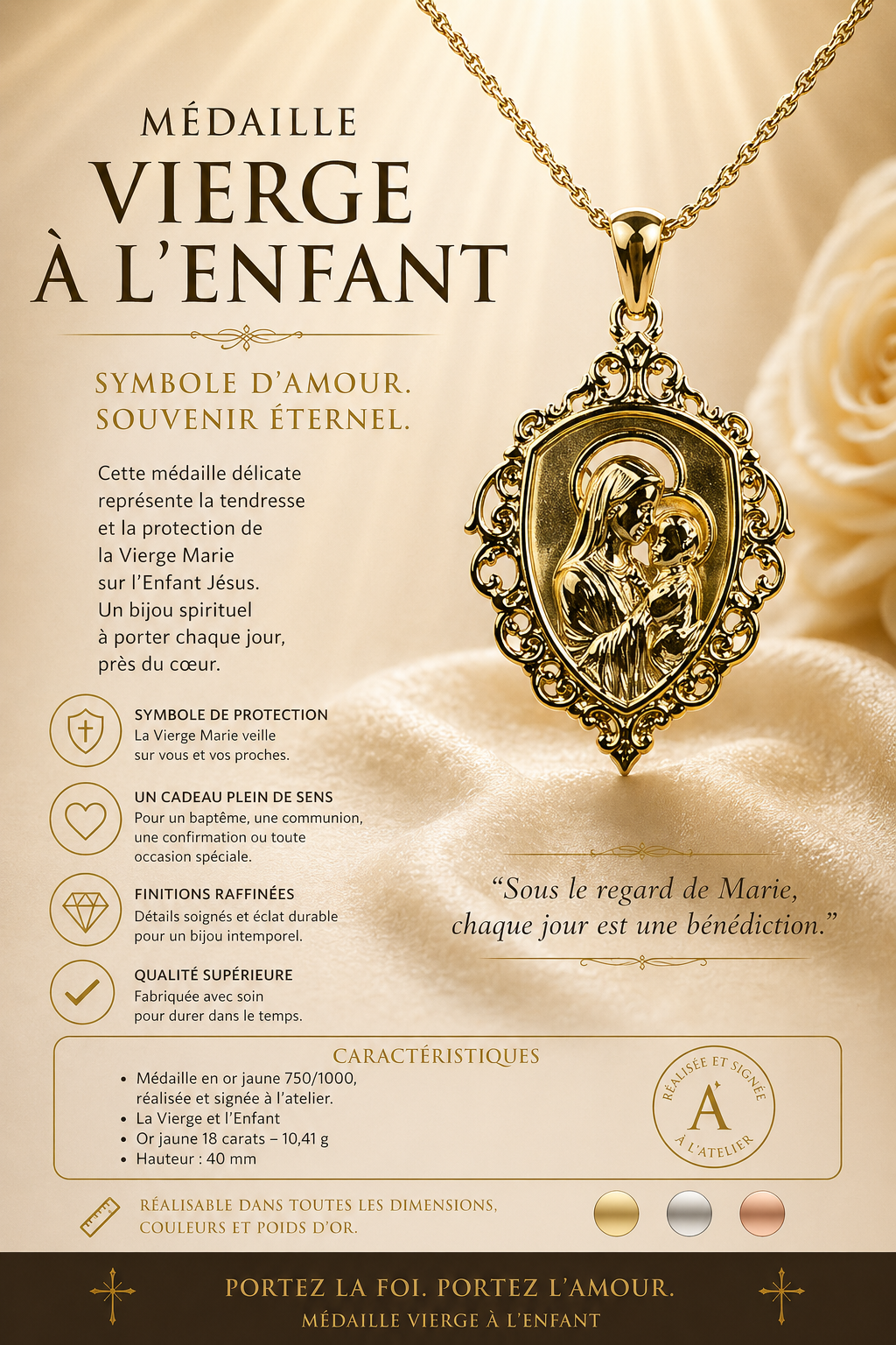 Médaille Vierge à l’Enfant – Pièce d’atelier